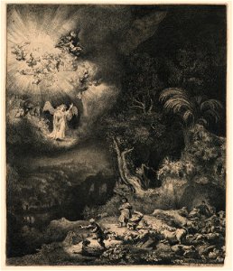 Print, The Angel Appearing to the Shepherds, 1634 (CH 18097045-2)