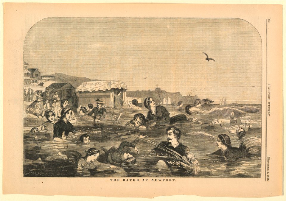 Print, The bathe at Newport, Harper's Weekly, September 1858 (CH 18606347)