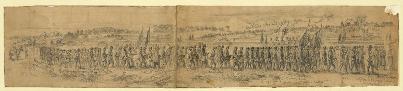 Procession for the execution of five deserters from the 118th Pennsylvania Volunteers, 1st Division, 5th Corps, Beverly Ford, Va. LCCN2004661835