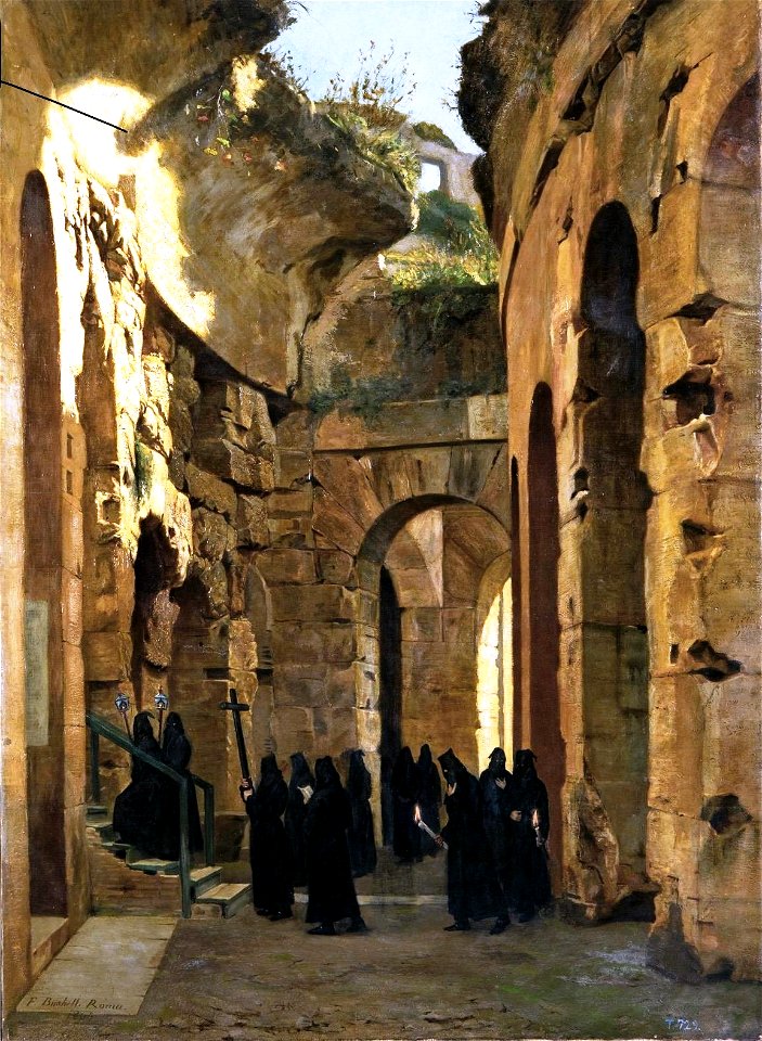 Procesión del Viernes Santo en el Coliseo de Roma