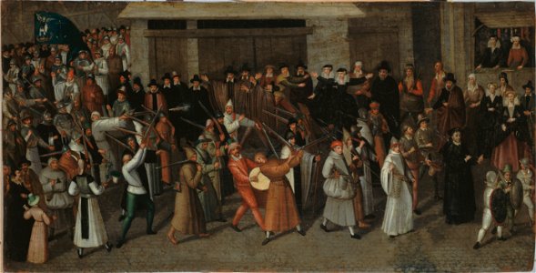 Procession de la Ligue sur l'île de la Cité, au sortir de Notre-Dame