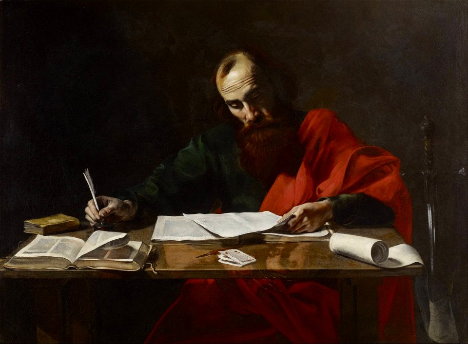 Probably Valentin de Boulogne - Saint Paul Writing His Epistles - Google Art Project
