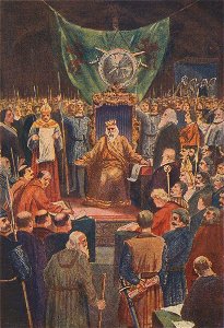 Proclaiming the Laws of Howel Dda
