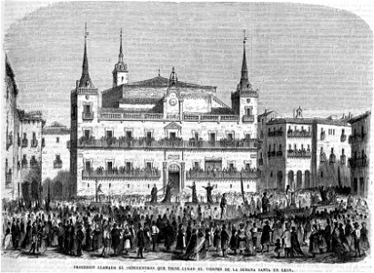 Procesión llamada el «Encuentro» que tiene lugar el viernes de la Semana Santa en León. Free illustration for personal and commercial use.