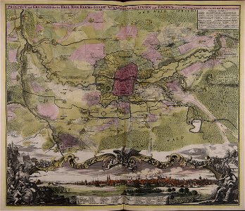 Prospect und Grundris der des Heil. Röm. Reichs-Stadt Nürnberg samt ihren Linien und Gegend auf eine Meil wegs herumb - CBT 5876814