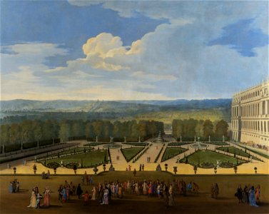 Promenade de Louis XIV en vue du Parterre du Nord vers 1688