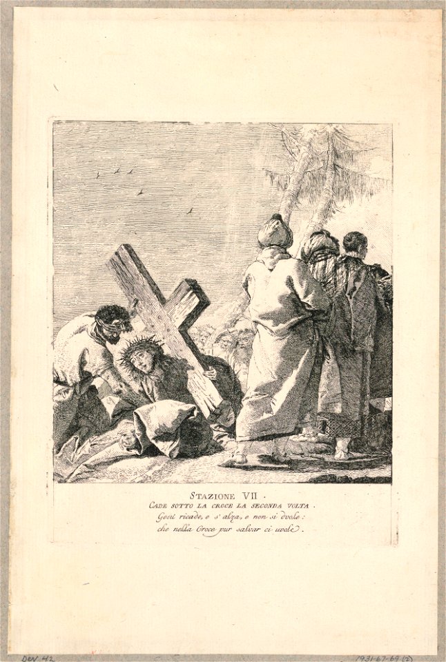Print, Via Crucis - Station VII, He falls Beneath the Cross the Second Time, ca. 1749 (CH 18328451)