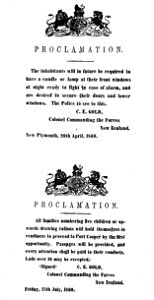 Proclamations under martial law, new plymouth