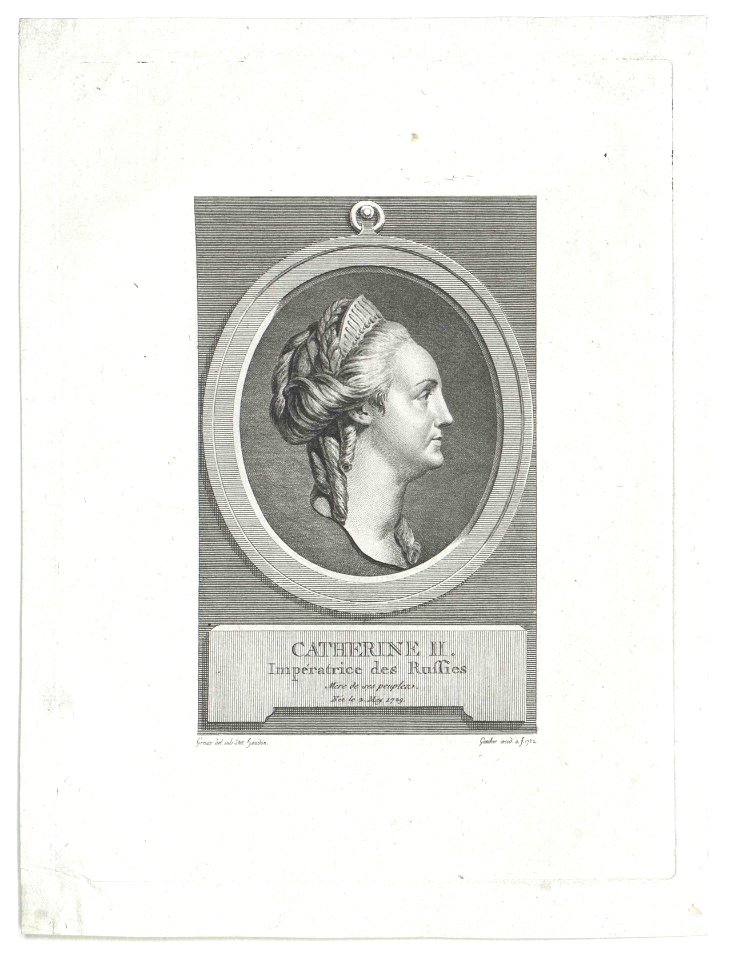 Profile engraving of Catherine II of Russia 07