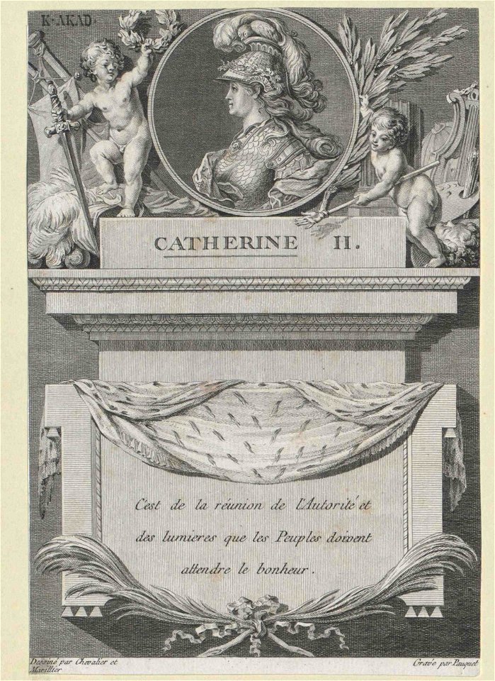 Profile engraving of Catherine II of Russia 04
