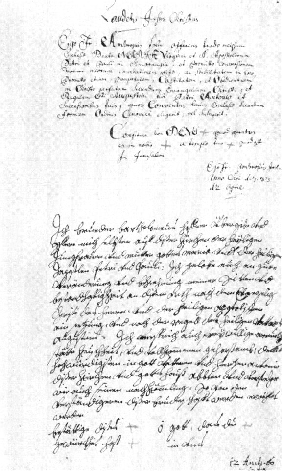 Professurkunde Ambrosius John 1733