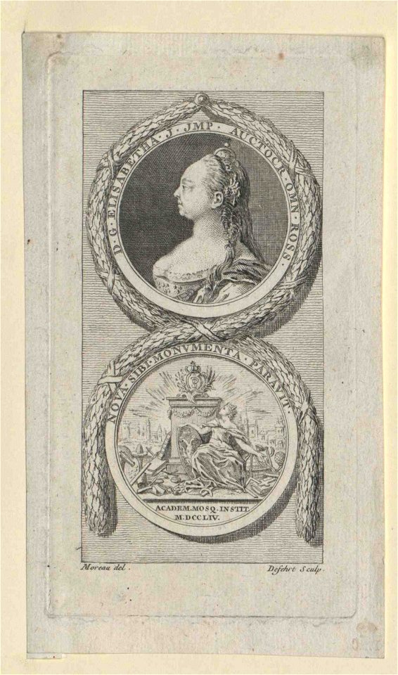 Profile portrait of Elizabeth of Russia (engraving)