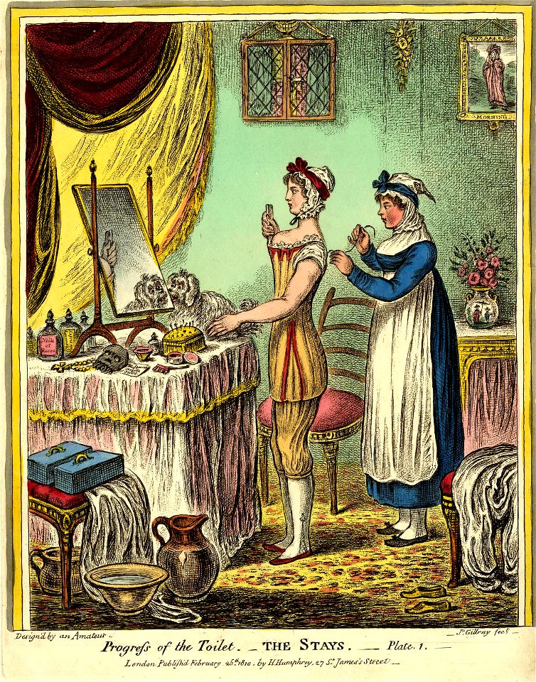 Progress of the Toilet.-The Stays.-Plate 1. (BM 1868,0808.7910)