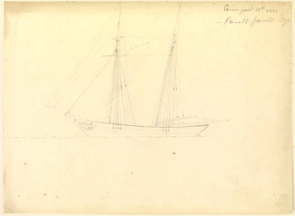 Profile of a two-masted yacht, 1821 RMG PZ0924