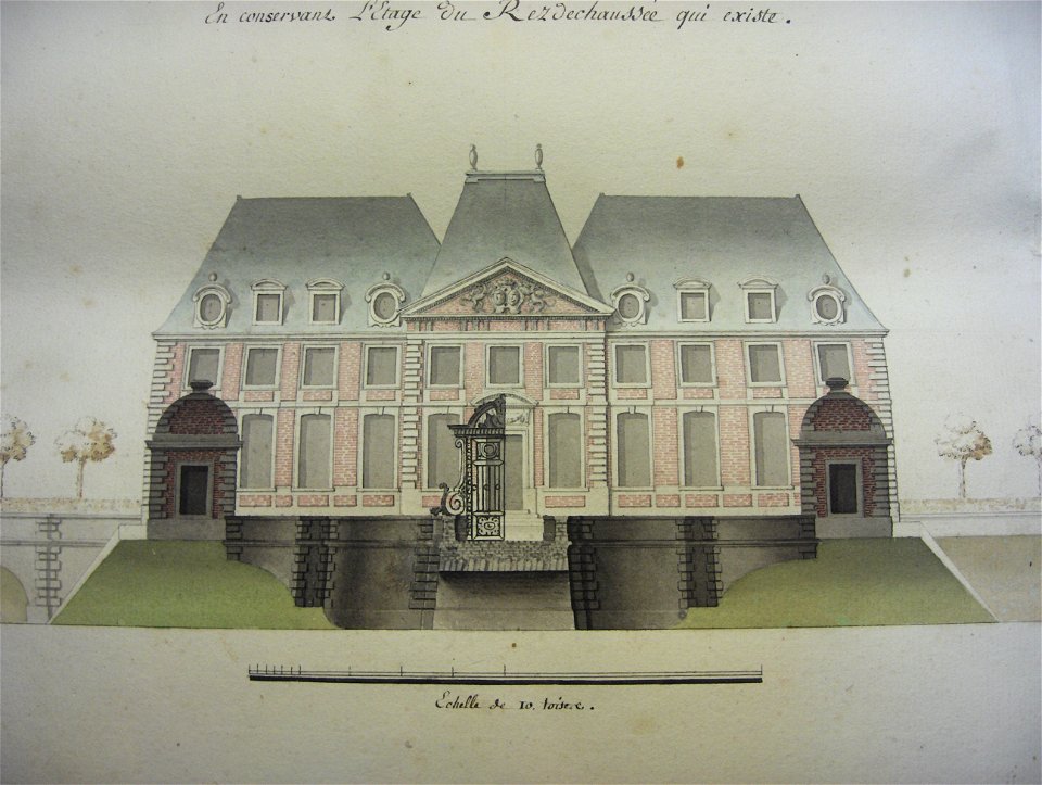 Projet de façade du château de Renansart établi au XVIII e par le comte de Flavigny