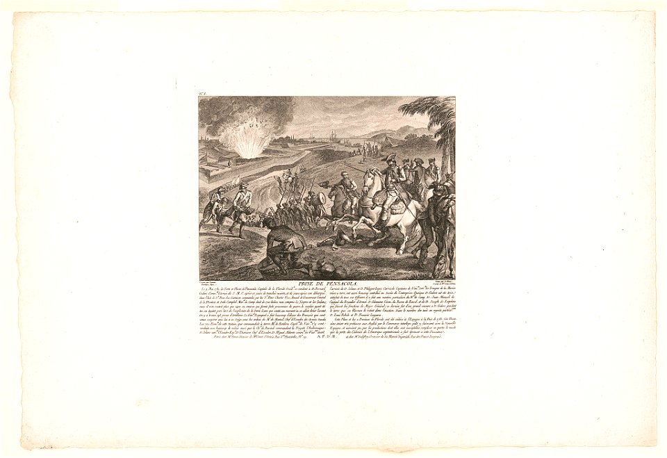 Prise de Pensacola - dessiné par Lausan. Berteaux, Acqua ; gravé par N. Ponce, Graveur de Mgr. Comte d'Artois. LCCN2017658513