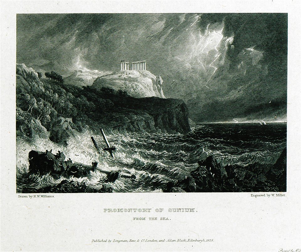 Promontory of Sunium From the Sea - Williams Hugh William - 1829