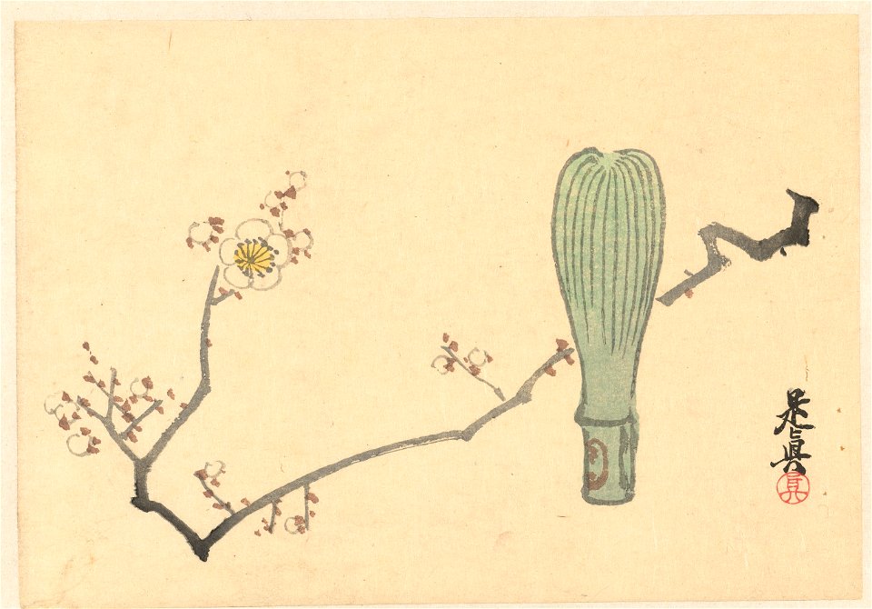 Pruimenbloesem en een theeklopper-Rijksmuseum RP-P-1960-368