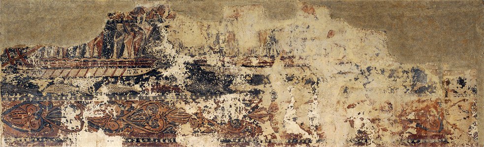 Profane paintings from Sigena- Naval battle between a Christian galley and a Saracen galley - Google Art Project