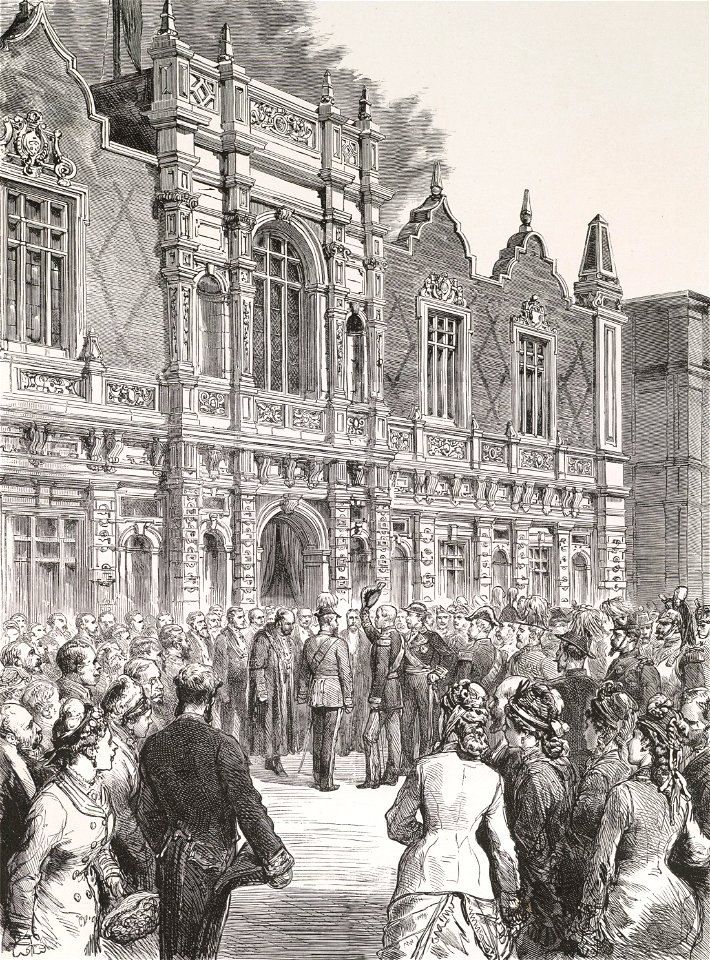 Président de la commission anglaise au maréchal-président de la République devant le pavillon du Prince de Galles