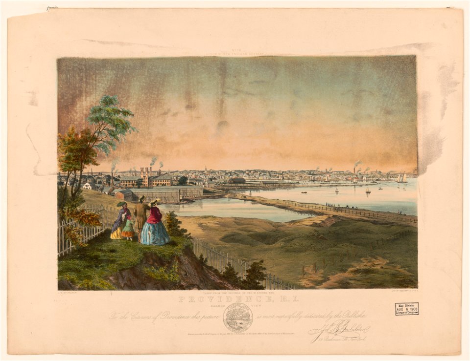 Providence, R.I., harbor view, taken from the grounds of Geo. W. Rhodes, Esq. - J.B. Bachelder ; lith. of Endicott & Co., N.Y. LCCN2003674129