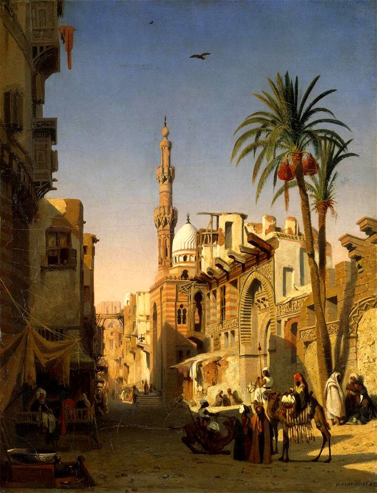 Prosper Marilhat - Ezbekiyah Street in Cairo - WGA14078