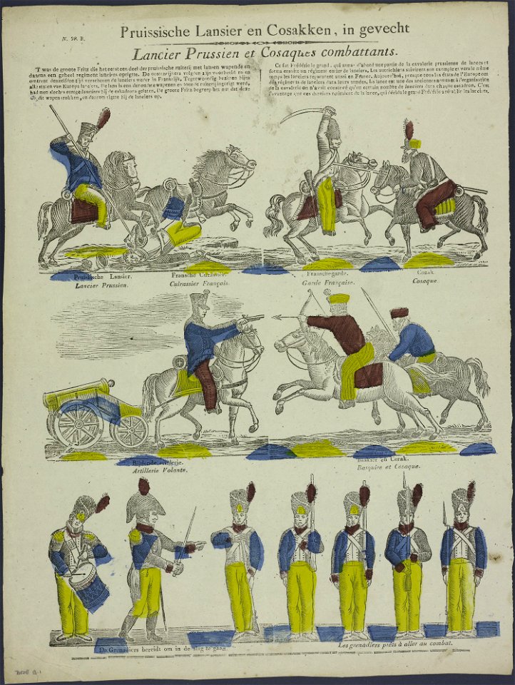 Pruissische lansier en cosakken, in gevecht-Catchpenny print-Borms 0175