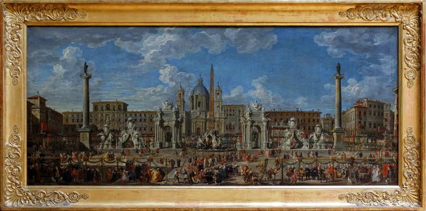 Préparation du feu d'artifice place Navone, Pannini (Louvre INV 415) 01