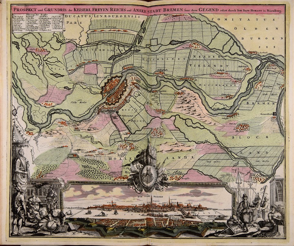 Prospect und Grundris der Keiserl. Freyen Reichs und Ansee Stadt Bremen samt ihrer Gegend - CBT 5874424