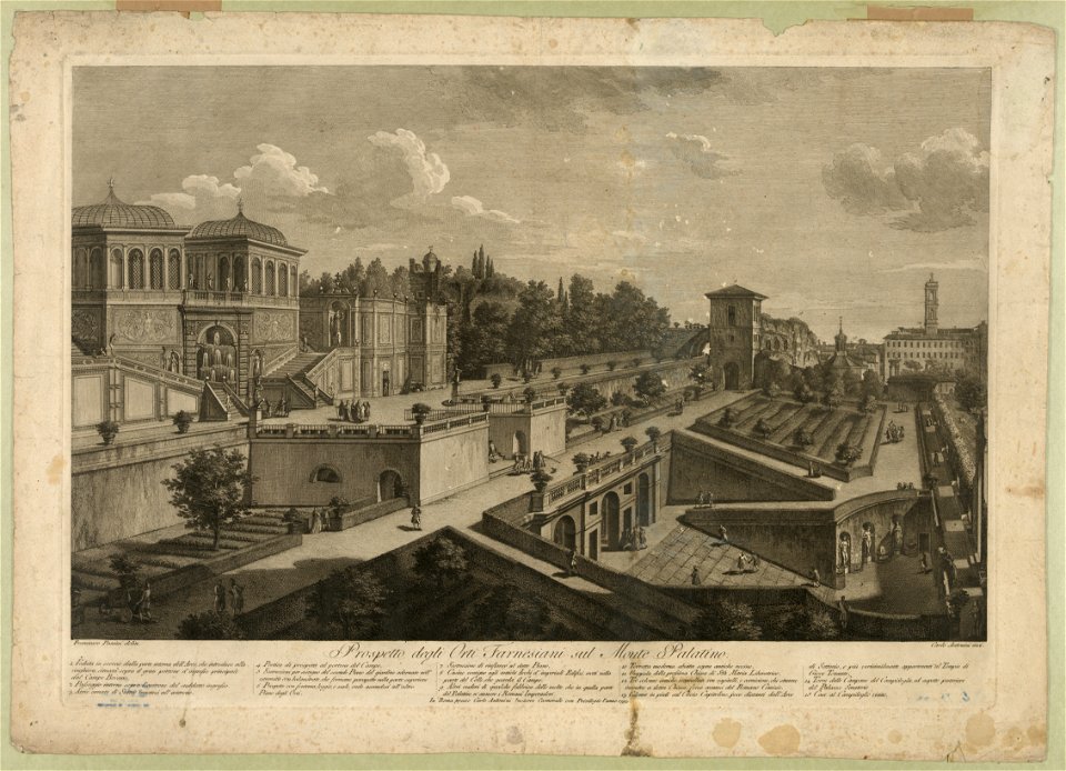 Prospetto degli Orti Farnesiani sul Monte Palatino - Carlo Antonini, inci. ; Francesco Panini, delin. LCCN90707145