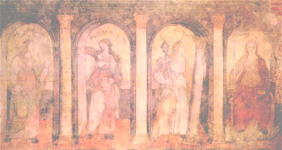 Prudentia -Temperantia - Fortitudo - Iustitia alakja Vitéz János studiolójában Esztergomban