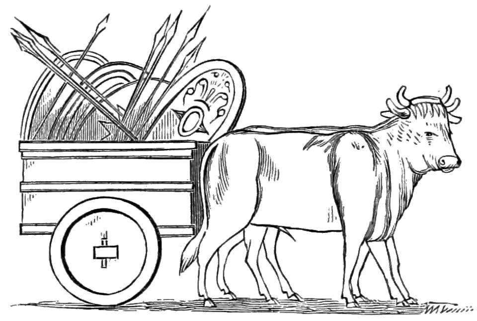 PSM V18 D470 Ancient roman farm kart and oxen