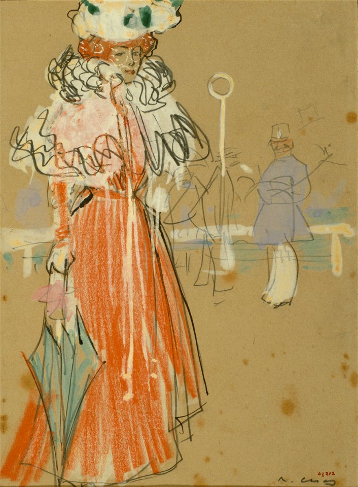 Ramon Casas - Female Figure in Red - Google Art Project