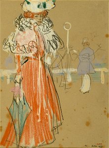 Ramon Casas - Female Figure in Red - Google Art Project