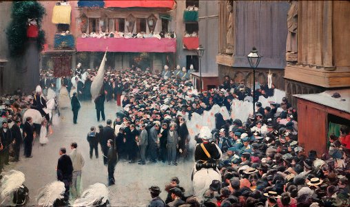Ramon Casas - The Corpus Christi Procession Leaving the Church of Santa Maria del Mar - Google Art Project