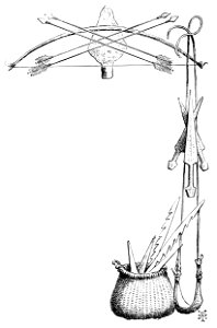 PSM V36 D765 Fuegian basket and bone weapons