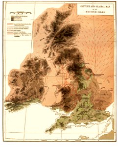 PSM V42 D182 Contour and glacial map of the british isles. Free illustration for personal and commercial use.