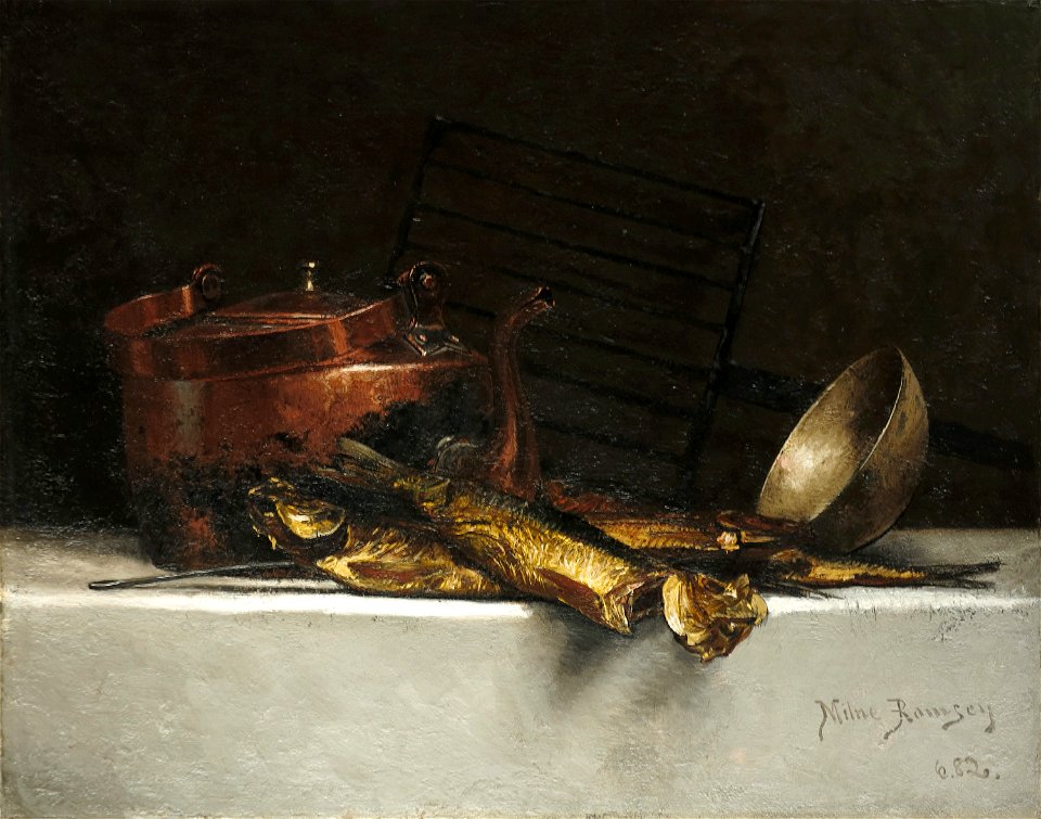Still Life with Copper Kettle and Herring by Milne Ramsey