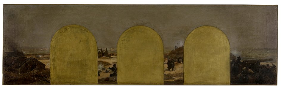 Raoul Arus - Esquisse pour le cabinet du préfet de l'Hôtel de Ville de Paris , Une batterie aux remparts , Le siège de Paris en 1870 - PPP3797 - Musée des Beaux-Arts de la ville de Paris