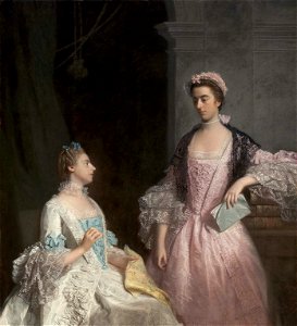 Ramsay - Portrait of Horace Walpole's Nieces, Laura and Charlotte. Free illustration for personal and commercial use.