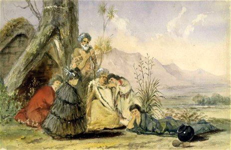 Rangi-Hira (Flash of Lightning), the wife of the chief Rangihaeta, watercolour by Richard Aldworth Oliver