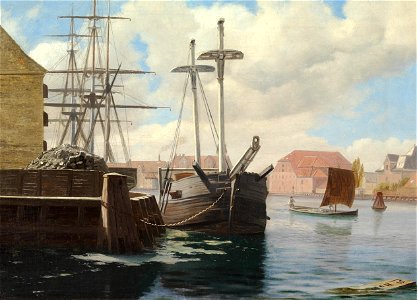 Jens Erik Carl Rasmussen - Parti fra Københavns Havn med Kongens Bryghus i baggrunden - 1863