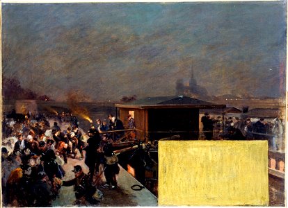 Raoul Arus - Esquisse pour le cabinet du préfet à l'Hôtel de Ville , Débarquement des blessés de Champigny - PPP3800 - Musée des Beaux-Arts de la ville de Paris