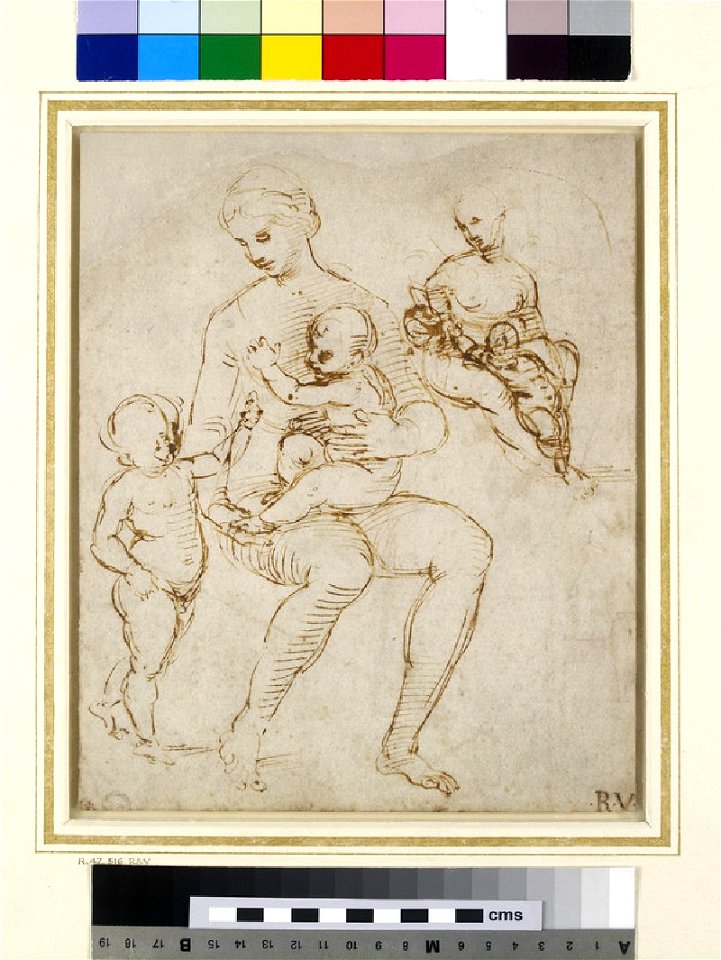 Raphael - Recto Two Studies for a Virgin and Child with St John (Madonna del Cardellino), WA1846.159