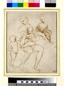 Raphael - Recto Two Studies for a Virgin and Child with St John (Madonna del Cardellino), WA1846.159
