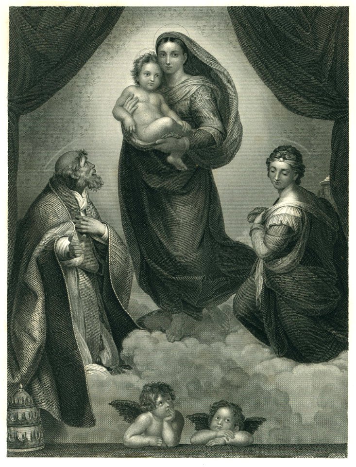 Raphael - La Madone de S. Sixte - Steel Engraving