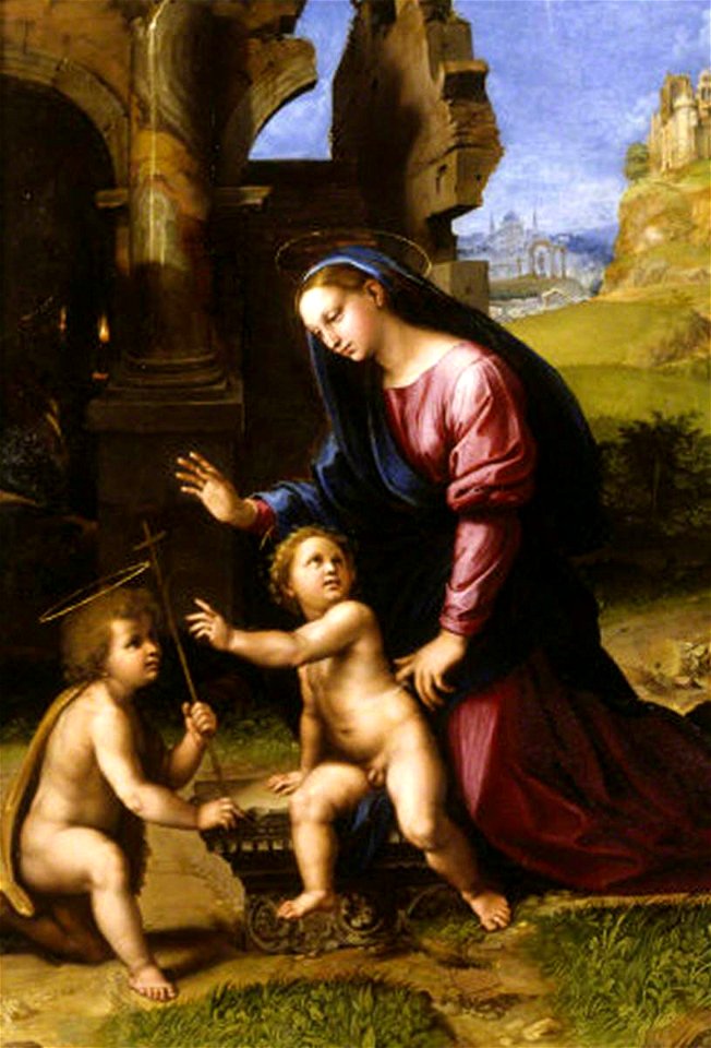 Raphael (1483-1520) (circle of) - The Holy Family with the Infant Saint John in a Landscape - 1257083 - National Trust