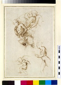 Raphael - Recto Studies for a Group of flying Angels, WA1846.190