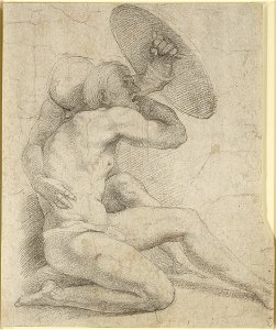 Raphael - Two nude figures crouching c.1512, RCIN 912736