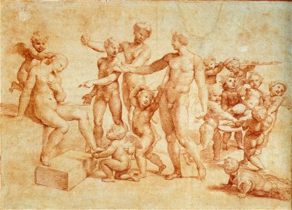 Raphael. Marriage of Alexander and Roxana. Study for Villa Farnesina. 1510s. Albertina, Vienna
